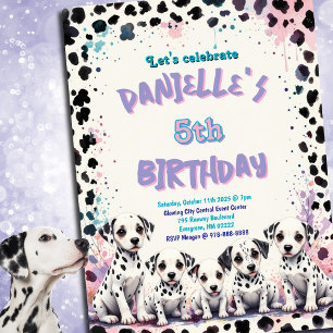 Gevlekte Dalmatische Pastel Waterverf Verjaardagsf Kaart