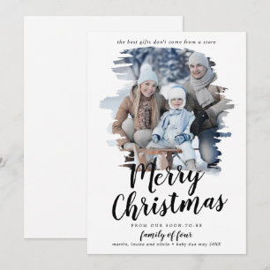 Gevlekte familie van vier zwangerschapsfoto feestdagenkaart