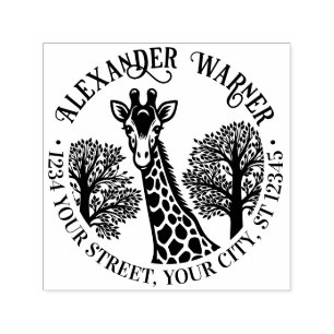 Gevlekte Giraffen Kop #3 Naam Retouradres Zelfinktende Stempel