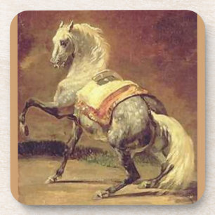 GEVLEKTE GRIJZE PAARD , Goud Geel Drankjes Onderzetter