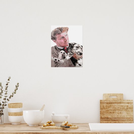 Gevlekte Hond Dalmatiner en Man Portret Poster (Keuken)