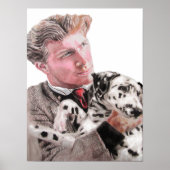 Gevlekte Hond Dalmatiner en Man Portret Poster (Voorkant)