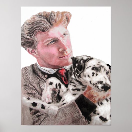 Gevlekte Hond Dalmatiner en Man Portret Poster (Voorkant)