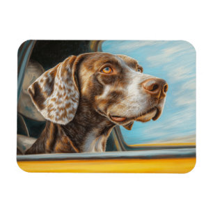 Gevlekte Hond op een Auto Avontuur Kunstprint Magneet