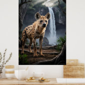 Gevlekte hyena bij de waterval van het bos poster (Keuken)