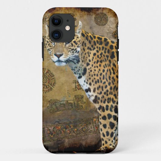 Gevlekte Jaguar & Mayan Temple iPhone 5 Hoesje (Achterkant)