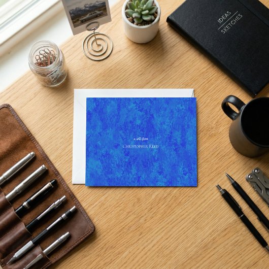 Gevlekte Kobaltblauwe Canvas Uiterlijk Notitiekaartje