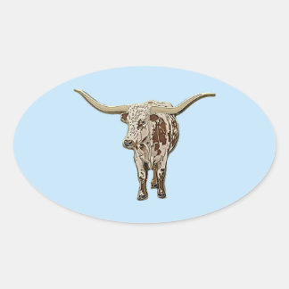 Gevlekte langhoornkoe ovale sticker