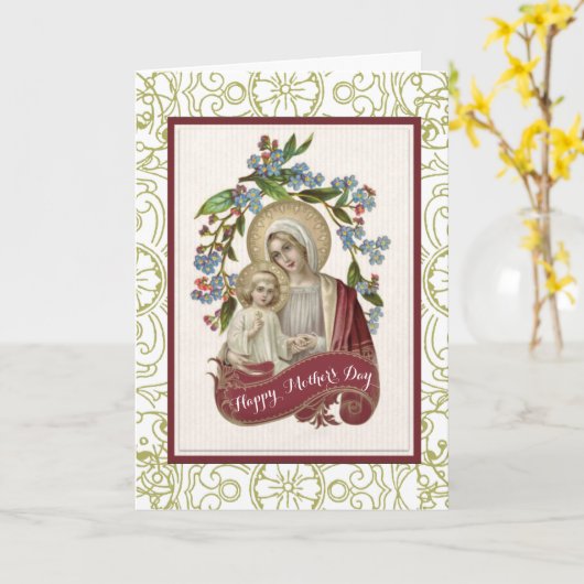 gevlekte Maagd Mary Jesus Moederdag Kaart (Gele Bloem)