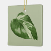 Gevlekte Monstera-bladornament Keramisch Ornament (Links)