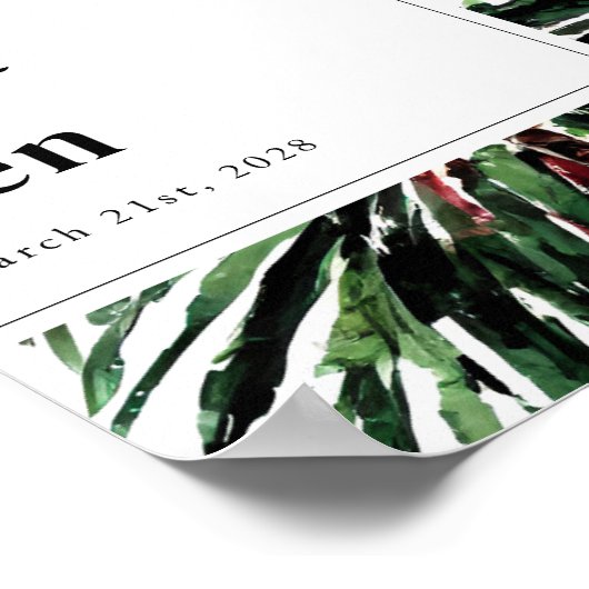 Gevlekte palmbomen Modern Beach Weddenschap Welkom Poster (Hoek)