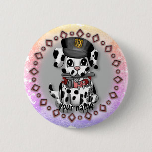 Gevlekte politiehond knop ronde button 5,7 cm