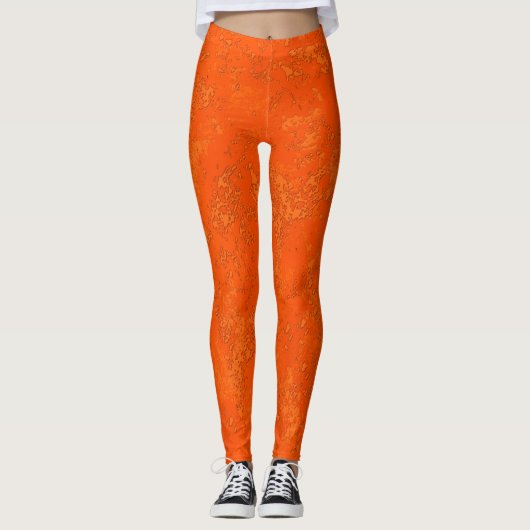 Gevlekte tangerine textuur leggings (Voorkant)