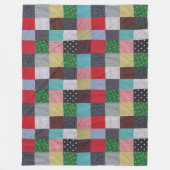 gevlekte vierkanten van kleurrijk patchwork fleece deken (Voorkant)