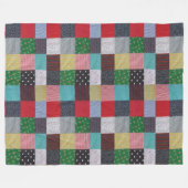 gevlekte vierkanten van kleurrijk patchwork fleece deken (Voorkant (Horizontaal))