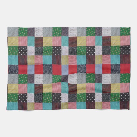 gevlekte vierkanten van kleurrijk patchwork theedoek (Horizontaal)