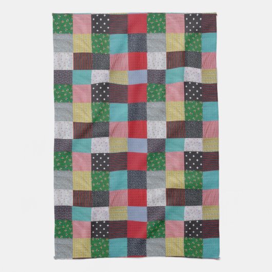 gevlekte vierkanten van kleurrijk patchwork theedoek (Verticaal)