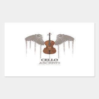 Gevleugeld cello ascend ontwerp rechthoekige sticker