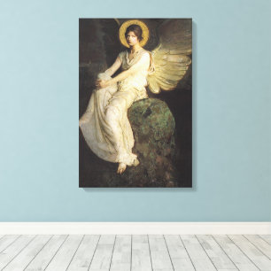 Gevleugeld figuur gezeten op een rots door Abbott Canvas Afdruk