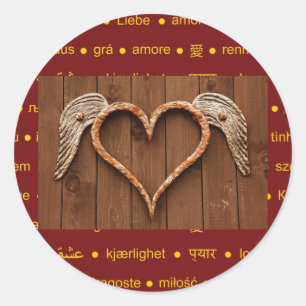 Gevleugeld Hart Ronde Sticker