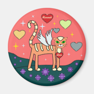 Gevleugeld Kat met Heart Custom Magnet Magneet