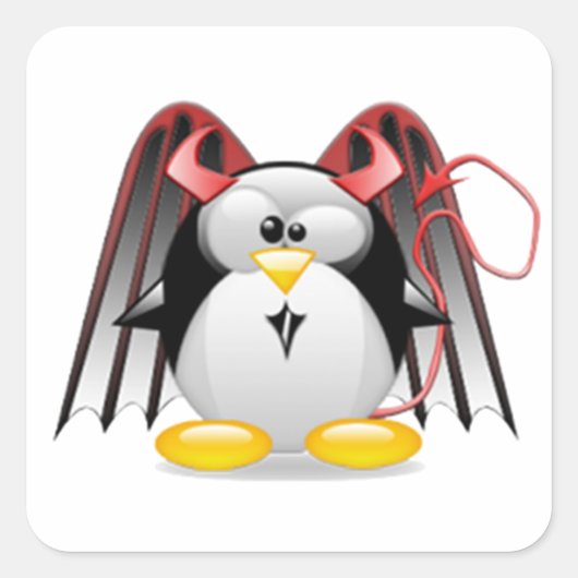 Gevleugelde duivel Tux Vierkante Sticker (Voorkant)