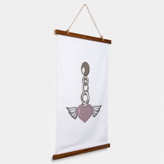 Gevleugelde hartketting charme - Esthetisch Angel Hangend Wandkleed (Gebogen)