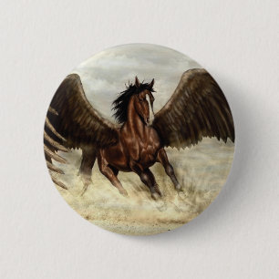 Gevleugelde Pegasus  Ronde Button 5,7 Cm