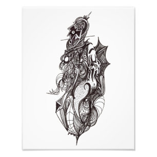 Gevleugelde Ruiter, inkttekening, Fotovergroting Foto Afdruk