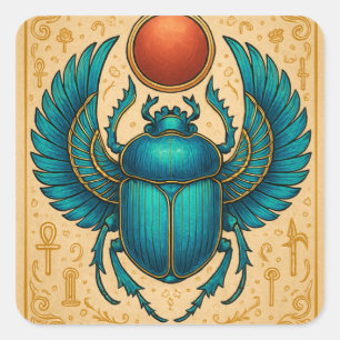 Gevleugelde Scarab Kever Egyptisch Sticker Blad