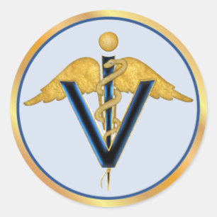 Gevleugelde veterinaire Caduceus Ronde Sticker