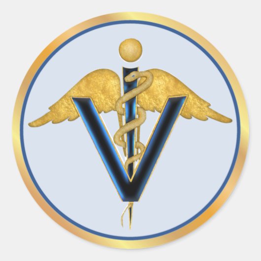 Gevleugelde veterinaire Caduceus Ronde Sticker (Voorkant)