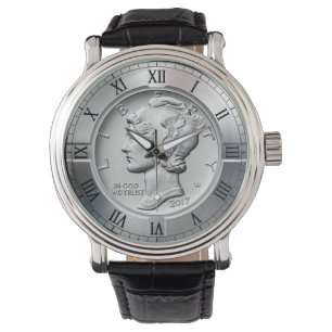 Gevleugelde Vrijheid Herdenking Zilveren Dollar ~  Horloge