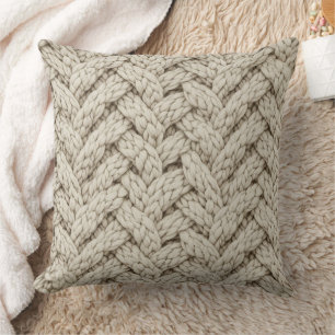 Gevlochten Gebreide Textuur – Warm Beige (2) Kussen