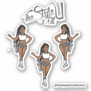 Gevlochten Majorette / Dancer Stickers Grijs