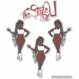 Gevlochten Majorette / Dancer Stickers Rood