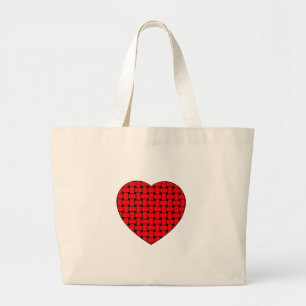 Gevlochten Rode Hart Grote Tote Bag