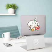 Gevoed door cacao en puppydromen - Schattigee wint Sticker (Laptop op bureau)
