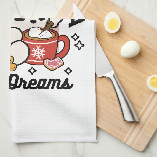 Gevoed door cacao en puppydromen - Schattigee wint Theedoek (Quarter Fold)