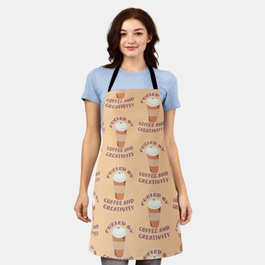 Gevoed door koffie en creativiteit Fun Pattern Schort (Gedragen)