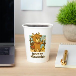 Gevoed door melk en spieren - Funny Bullio Paper C Papieren Bekers