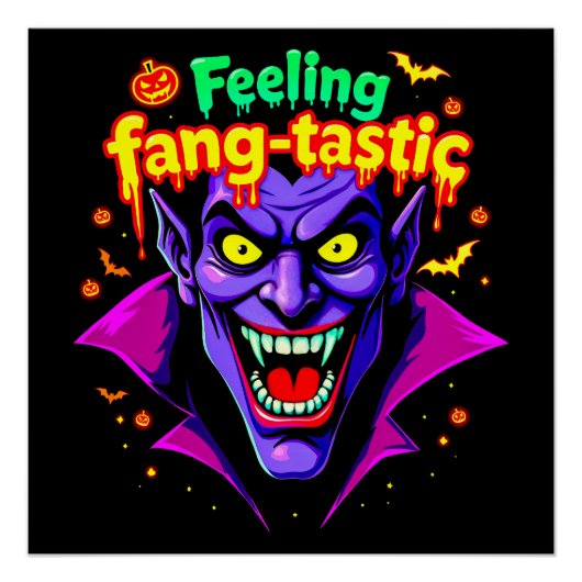 Gevoel Fang Tastic Halloween Vampire Design Perfect Poster (Voorkant)