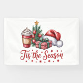 Gevoel Jolly Christmas Tree Hot Cocoa Holiday Spandoek (Horizontaal)