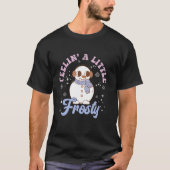 Gevoel Kleine Frosty Sneeuwman Groovy Retro Kerstm T-shirt (Voorkant)