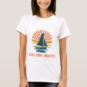 "Gevoel Nauti" Boot en Sunset Nautical T-shirt (Voorkant)