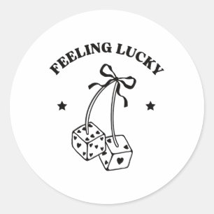 Gevoel van geluk Retro Dice Valentijn Schattigee H Ronde Sticker