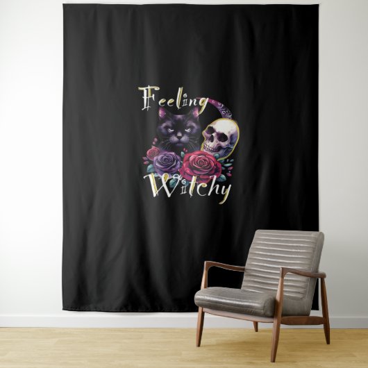 Gevoel Witchy Black Cat Classic T-shirt Wandkleed (In situ)