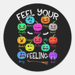 Gevoelens Pompoenen Halloween Mental Health Voel j Ronde Sticker