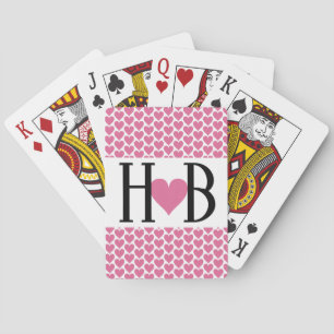 Gevoelige afspeelkaarten met Initialen en roze har Pokerkaarten