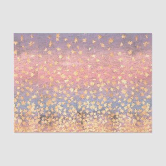 Gevoelige gouden bladeren tegen kleurrijke zonsond tissuepapier (Voorkant)